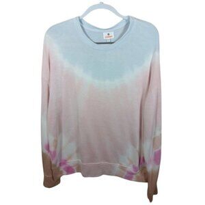 Sundry Sweatshirt Pink Tie Dye Oversized Long Sleeves Pullover Crew Neck
